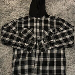 Black and White Plaid Men's Hoodie